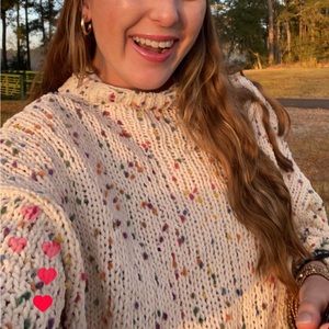 Cropped chenille confetti sweater